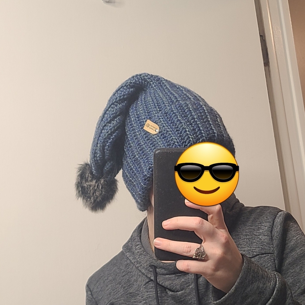 HANDMADE Blue And Green Alpaca Fur Extra Floppy Hat.